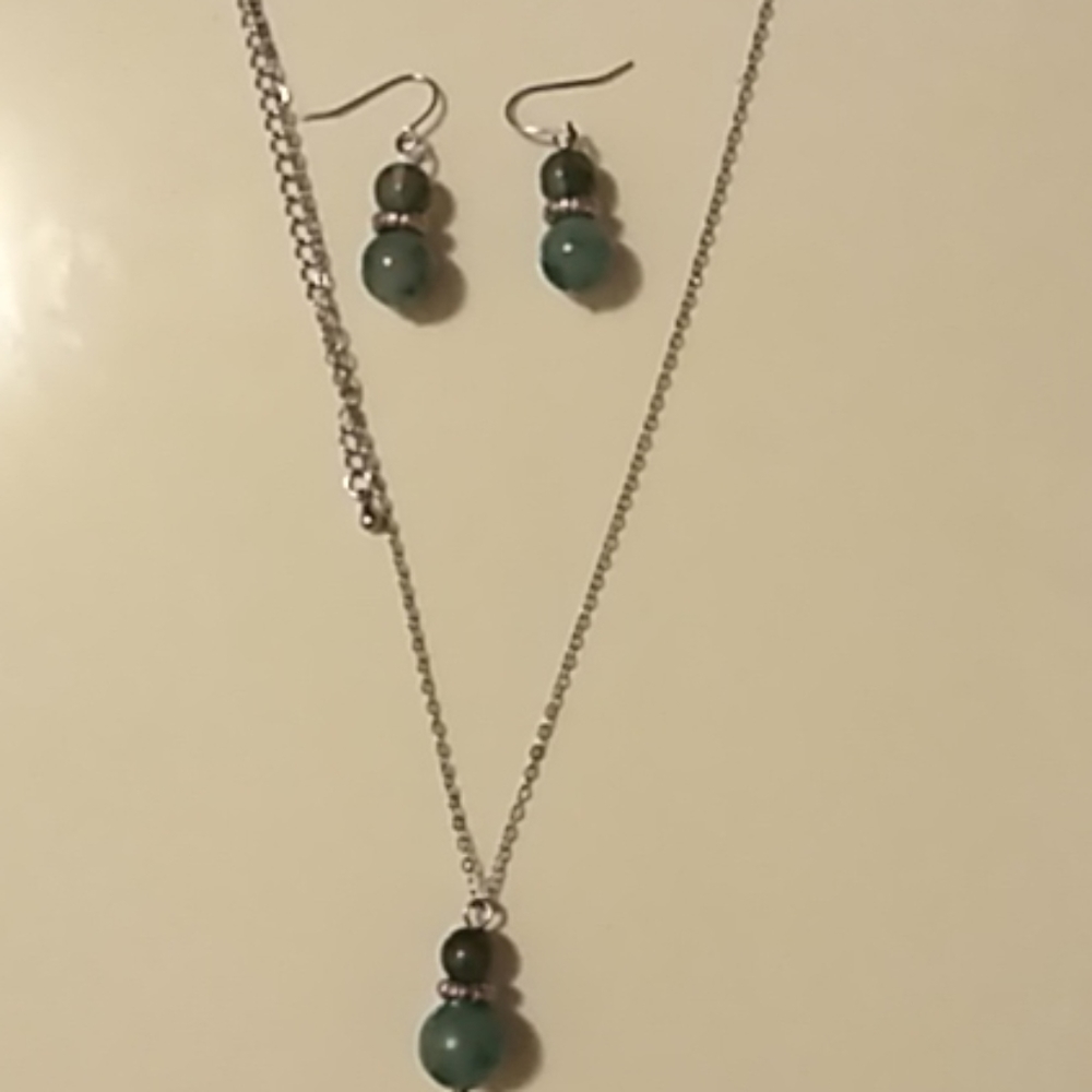 Jasper Earrings and Necklace Set